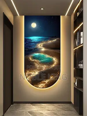 Ocean Waves Wall Lamp Entrance Decoration Light Painting Moon Corridor