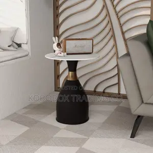 Marble-Top Pesdestal Side Table ( Black &Gold)