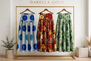 Ankara Maxi Palazzo- Blue Flare Darella Gold