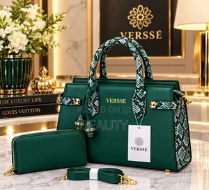 Versse Luxury Green Handbag With Matching Wallet