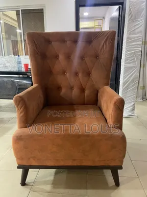 Luxury Tufted Accent Chair / Single Sofa – Brown Suede/Velvet