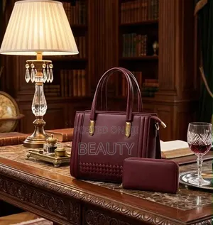 Luxury Blue Structured Handbag With Matching Wallet