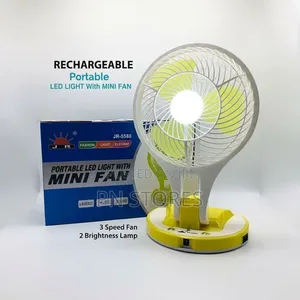 JR Rechargeable Portable Table Top Mini Fan With Led Light