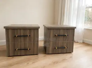 Pair of 2-Drawer Bedside Cabinets – Brown Wood