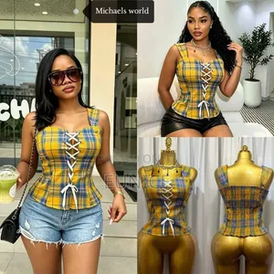 Plaid Corset Top or Smocked Corset Crop Top.