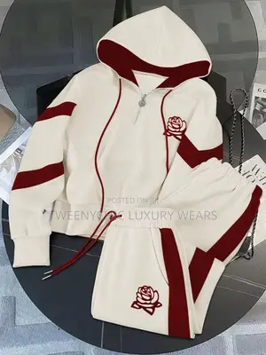 Two-Piece Rose Design Hoodie Tracksuit