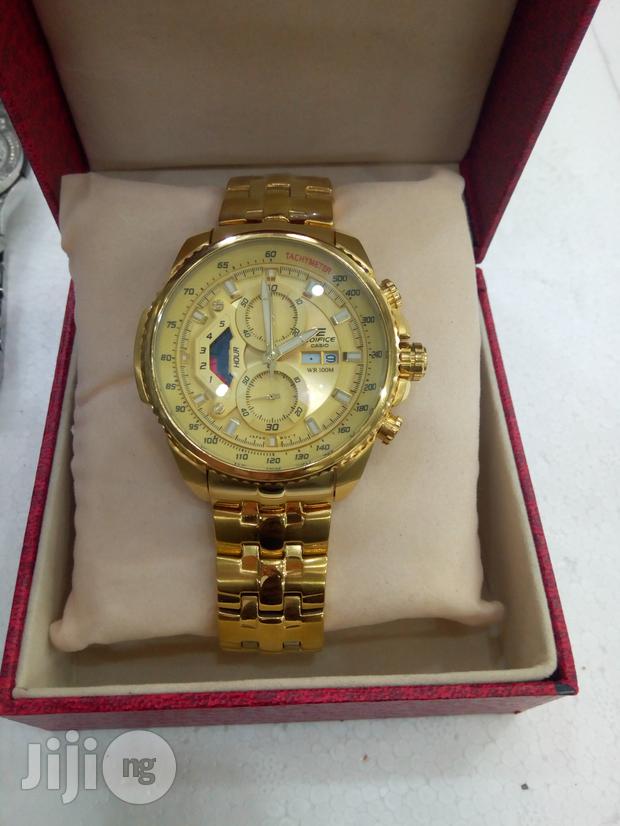 Men's Casio Edifice Series Gents Chain Wrist Watch Gold in Ikeja