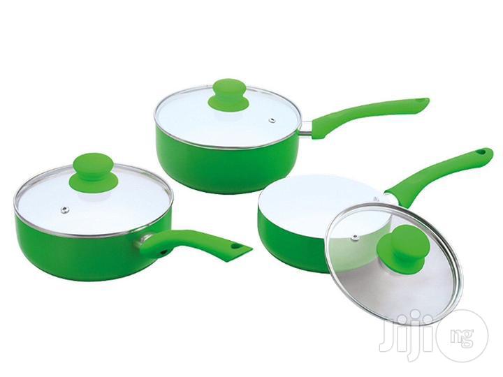 White Ceramic Coated Saucepan Set 3