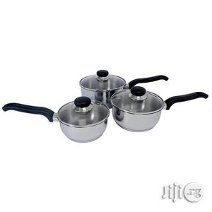 3-Piece Classic Stainless Steel Saucepan Set, Silver