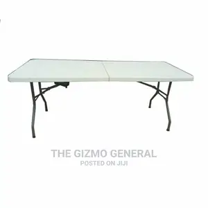 Rectangular Plastic Table With Foldable Metal Legs
