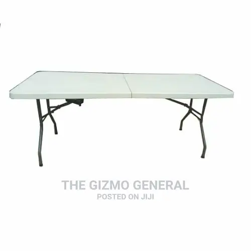 Rectangular Plastic Table With Foldable Metal Legs