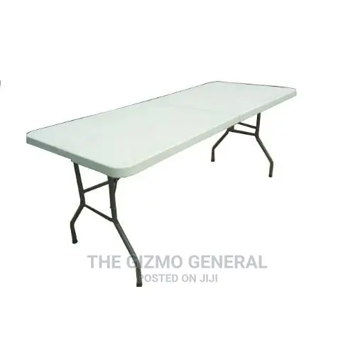 Rectangular Plastic Table With Foldable Metal Legs
