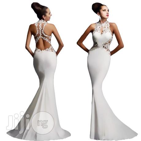 White Explosion Evening Dress Applique