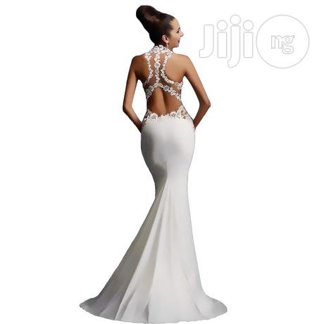 White Explosion Evening Dress Applique