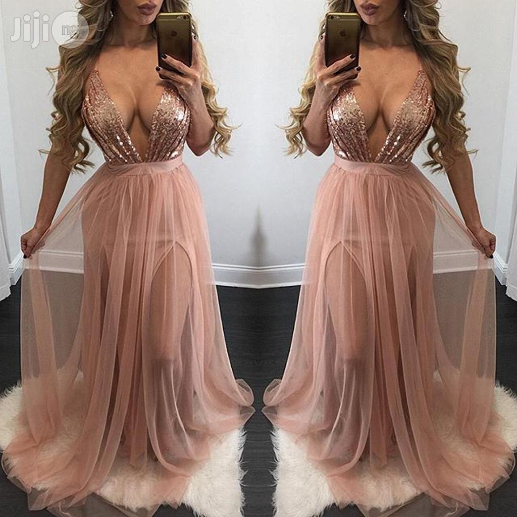 New Sequin Stitching Chiffon Sexy Backless Party Dress