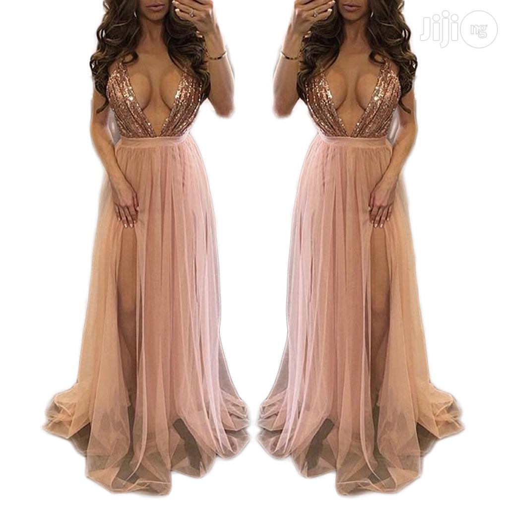New Sequin Stitching Chiffon Sexy Backless Party Dress