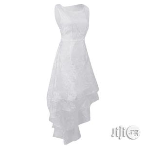 Women's Front Short Long Organza Three-Layer White Dress