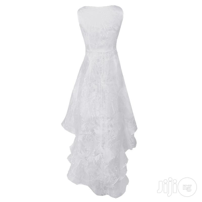 Women's Front Short Long Organza Three-Layer White Dress