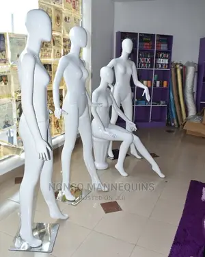 Egg Face Full Body Glossy White Female Mannequin Display