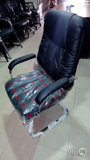 Visitors Chair Executive Pure Leather and Stainless Leg