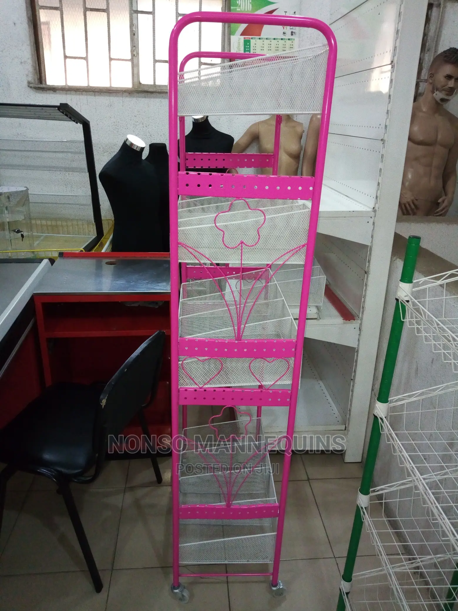 Pink and White Display Basket
