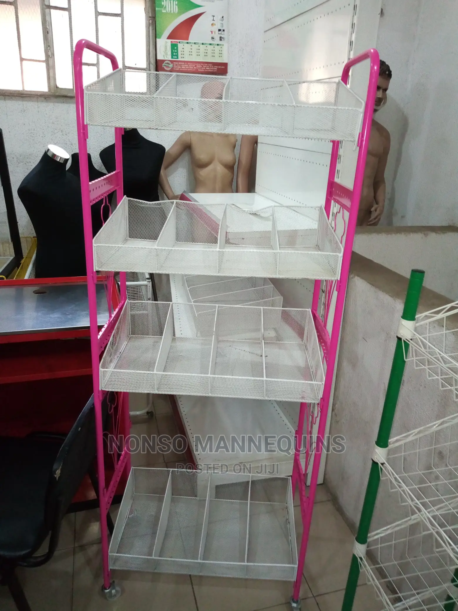 Pink and White Display Basket