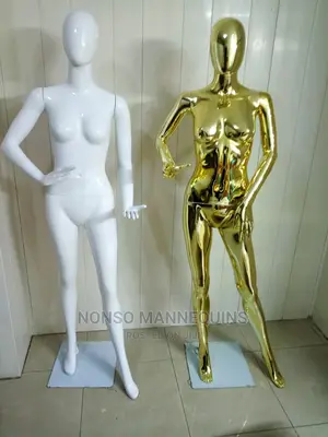 Glossy White and Gold Chrome Female Display Mannequin