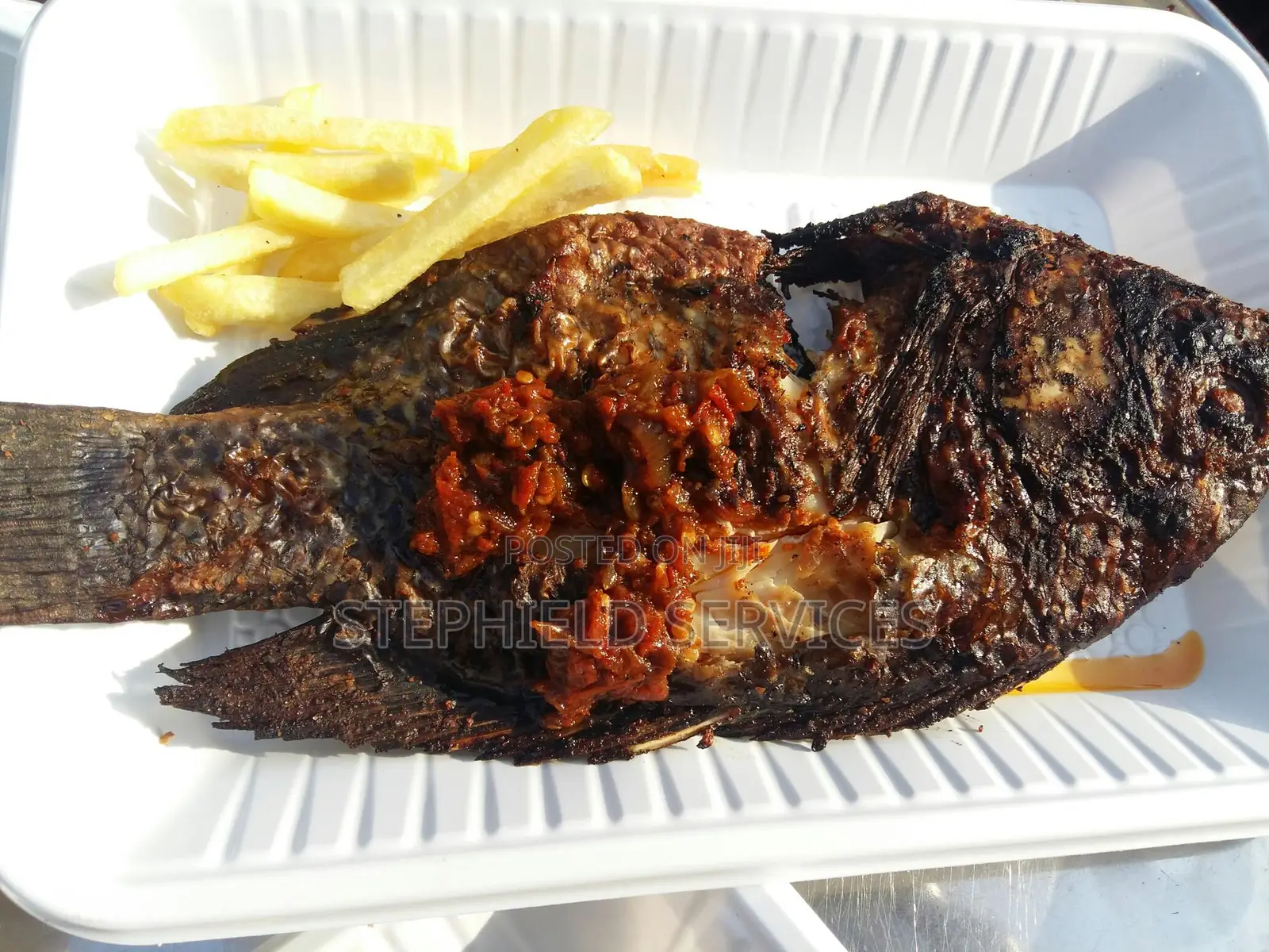 Fish Barbeque With Fries