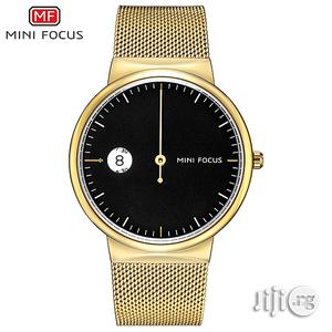Minifocus Business Quartz Stainless Steel Gold Wrist Watch