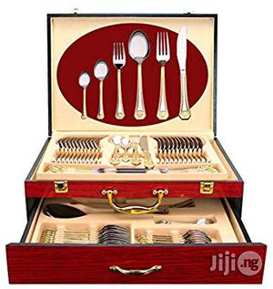 18/10 Surgical Stainless Steel, 24K Gold-Plated 84pcs With Wooden