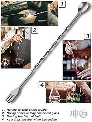Cocktail Mixing Spoon Garnish Fork 9 Inch Drink Muddler Frui
