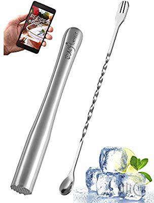 Cocktail Mixing Spoon Garnish Fork 9 Inch Drink Muddler Frui