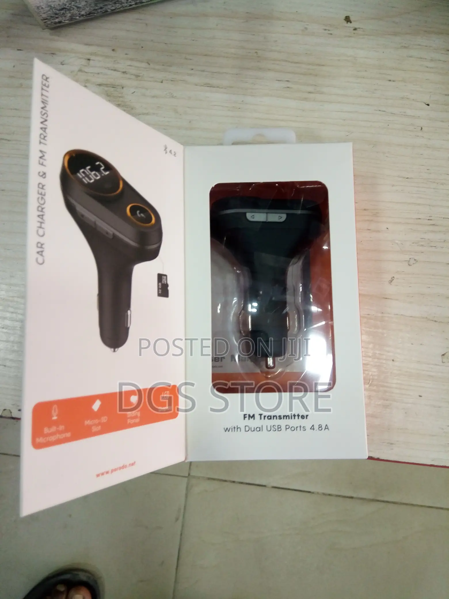 Porodo FM Transmitter 4.8A USB Charging Sliding Led Panel