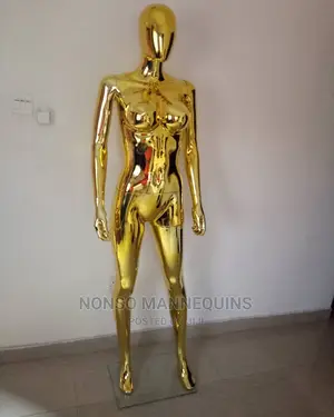 Big Breast Sparkling Yellow Gold Chrome Female Mannequin