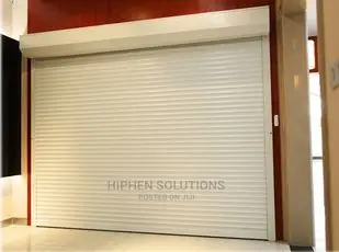 White Perforated Rolling Shutters Garage Door