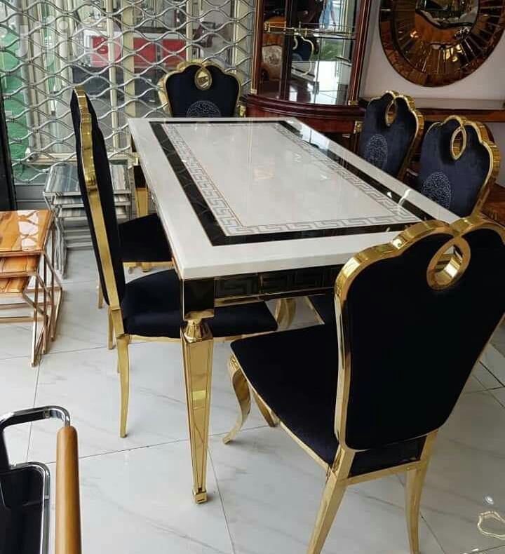 Pure Marble Golden Dinning Set