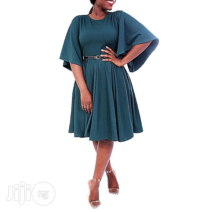 Skater Dress With Pocket - Green