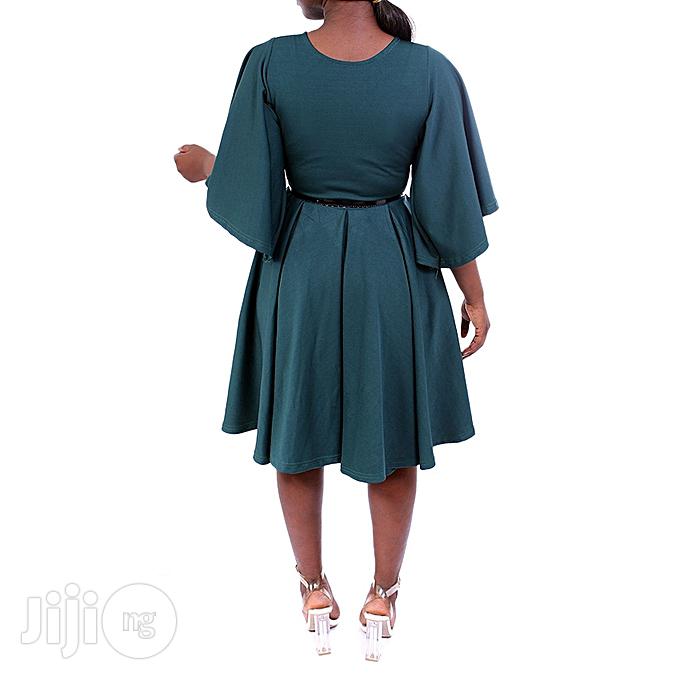 Skater Dress With Pocket - Green