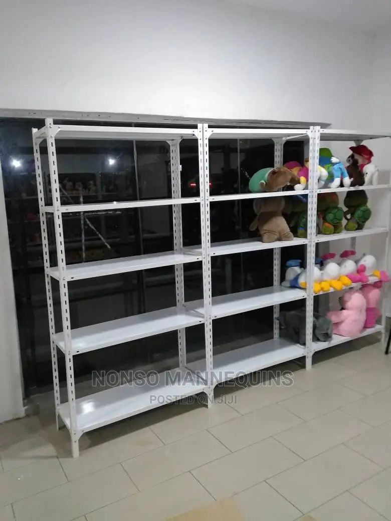 White Colour Angle Slotted Multi Purpose Display Racks