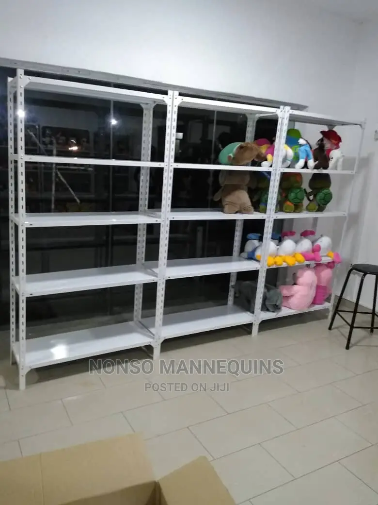 White Colour Angle Slotted Multi Purpose Display Racks