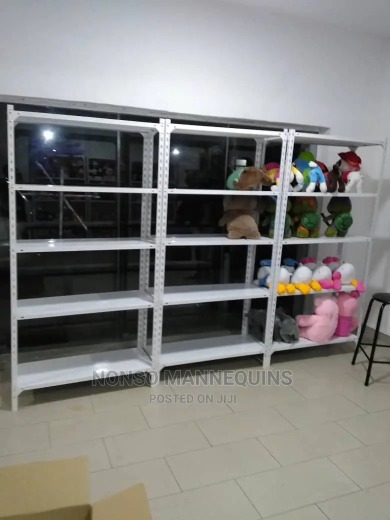 White Colour Angle Slotted Multi Purpose Display Racks