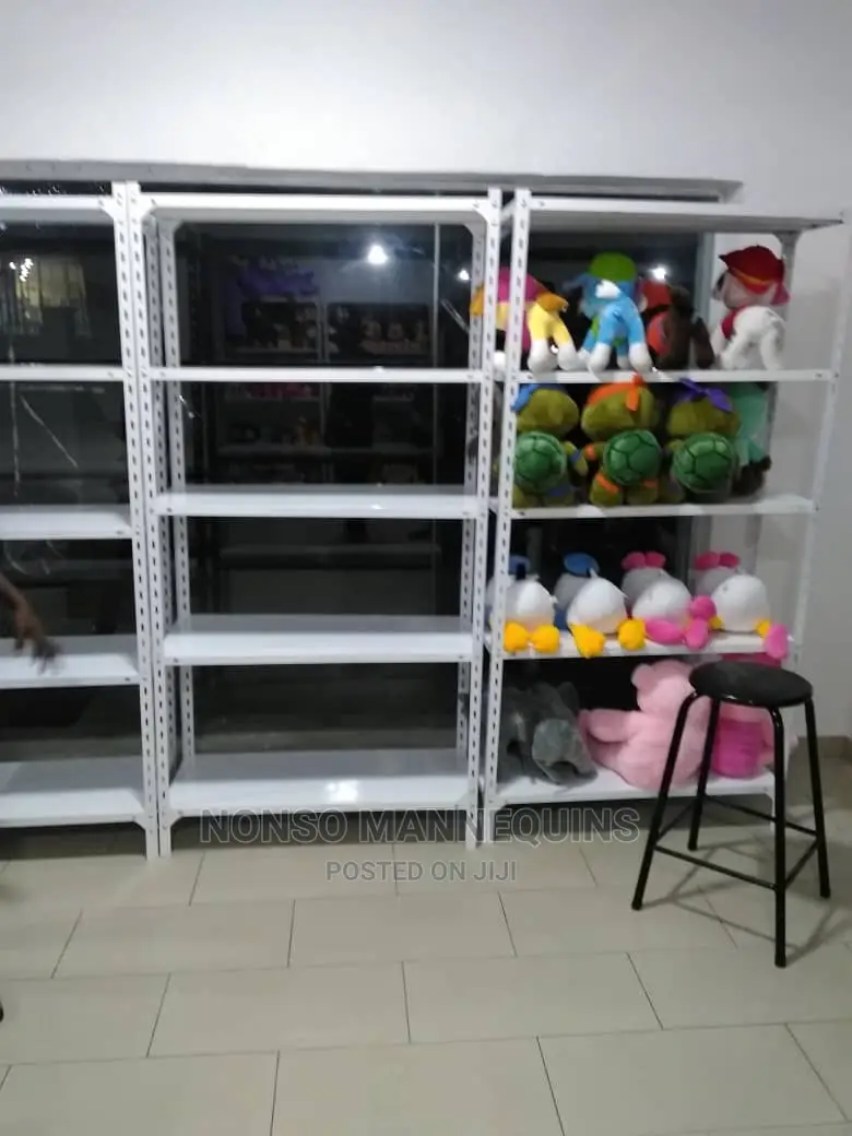 White Colour Angle Slotted Multi Purpose Display Racks