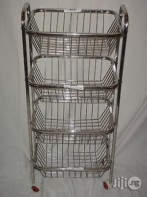 Stainlesssteel Kitchenfruit Rack Storage Cart Trolley 4 Tier