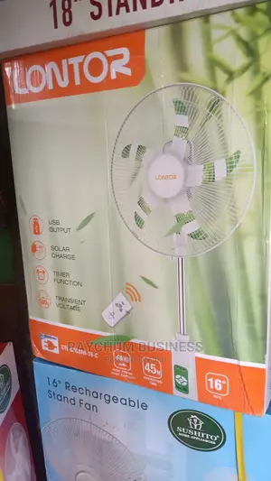 Lontor 16inches Rechargeable Fan With Solar Surported