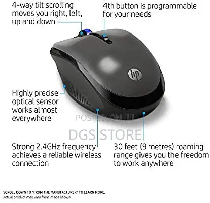 HP 2.4ghz Wireless USB Mouse X3300
