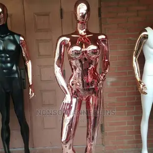 Gold Chrome Big Breast Female Faceless Mannequin