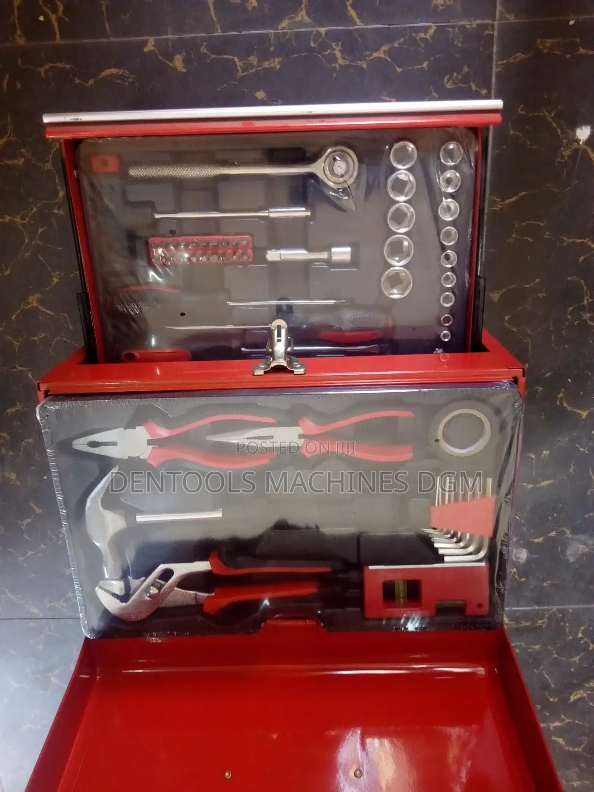 2 Drawer Portable Metal Toolbox Set