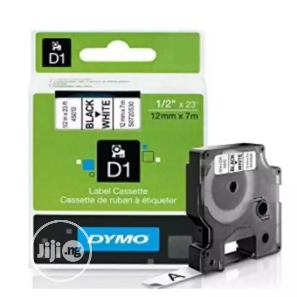 Dymo 12mm X 7mm Tape Black on White - 45013