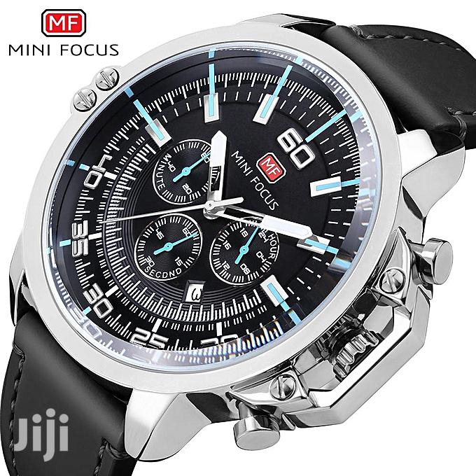Black Minifocus Leather Wrist Watch
