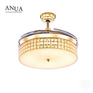 LED Crystal Chandelier Invisible Fan Leaf Remote Control